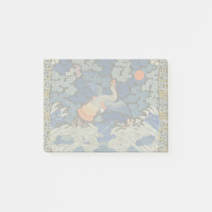 Vintage chinesisches Kranichmuster: Kaiserblau Post-it Klebezettel