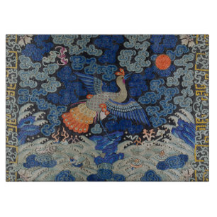 Vintage-chinesisches Kranichmuster: Kaiserblau Schneidebrett