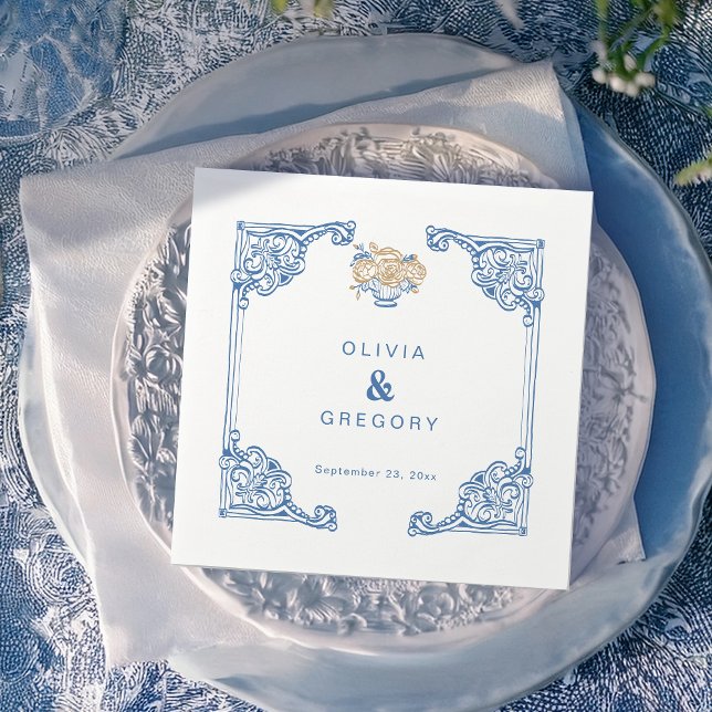 Vintage Chinoiserie Antique Frame Wedding Serviette (Von Creator hochgeladen)