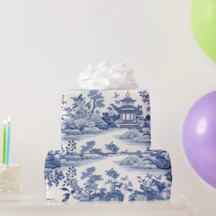 Vintage Chinoiserie Asiatische Landschaftsmalerei Geschenkpapier