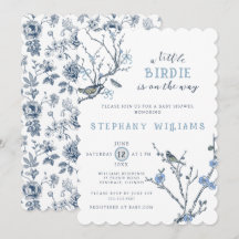 Vintage Chinoiserie Bird Baby Dusche Einladung