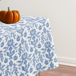 Vintage-Chinoiserie Blau Weiße Herbstkürbisse Tischdecke