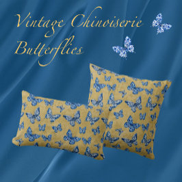 Vintage Chinoiserie Blaue Schmetterlinge verblasst Kissen