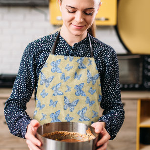 Vintage Chinoiserie Blaue Schmetterlinge verblasst Schürze