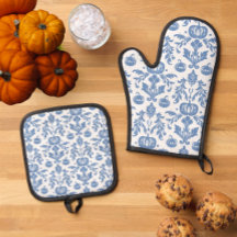 Vintage-Chinoiserie Blaue Weiße Herbstkürbisse