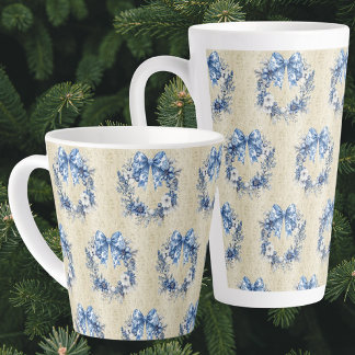 Vintage Chinoiserie Blue Wreath Holiday Christmas Milchtasse