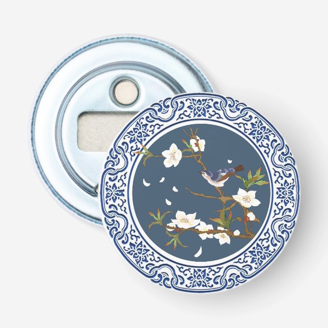 Vintage Chinoiserie Chinesische Bird-Blume Kunst,  Flaschenöffner (Vorderseite)