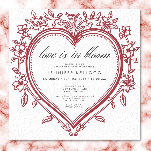Vintage Chinoiserie Liebe im Blühen Brautparty Einladung (Vintage Chinoiserie Love In Bloom Bridal Shower Invitation)
