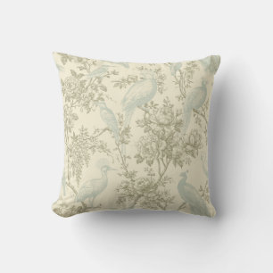 Vintage-Chinoiserie-Pfauen-Vogelhaus-Blumenmuster Kissen