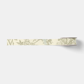 Vintage-Chinoiserie-Pfauen-Vogelhaus-Blumenmuster Ripsband