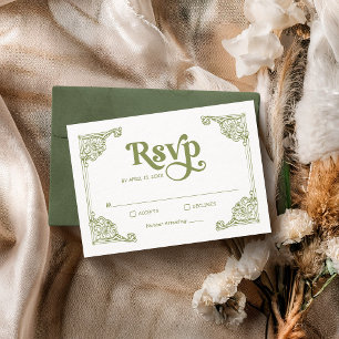 Vintage Chinoiserie Rahmen Grüne Hochzeit RSVP Karte