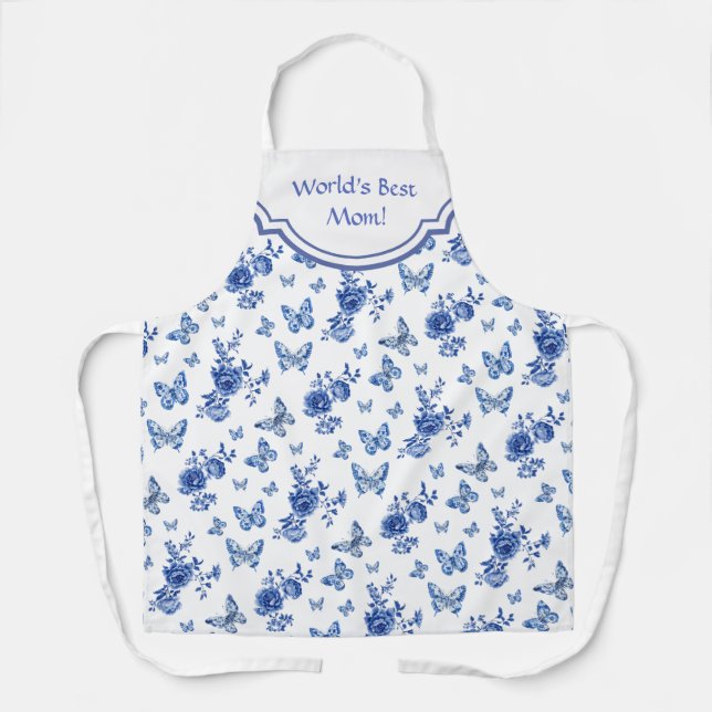 Vintage Chinoiserie Schmetterlinge Rose Personalis Schürze (Vorderseite)