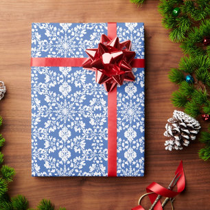 Vintage Chinoiserie Stil Blau Weiße Schneeflocken Geschenkpapier
