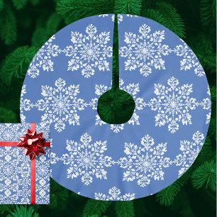Vintage Chinoiserie Stil Blau Weiße Schneeflocken Polyester Weihnachtsbaumdecke
