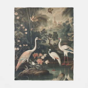 Vintage-Chinoiserie-Störche-Garten-Eleganz Fleecedecke