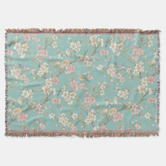 Vintage-Chinoiserie-Vogel-und-Blütenmuster Decke