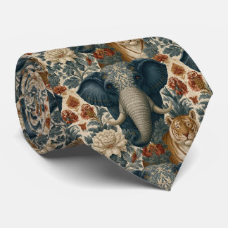 Vintage-Chintz-Indien-Elefant-Bengal-Tiger Krawatte