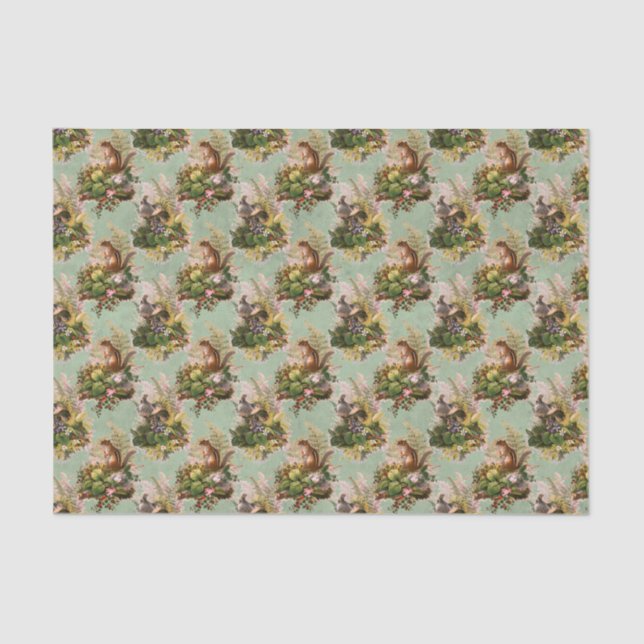 Vintage Chipmunks Woodland Seidenpapier (Vorderseite)
