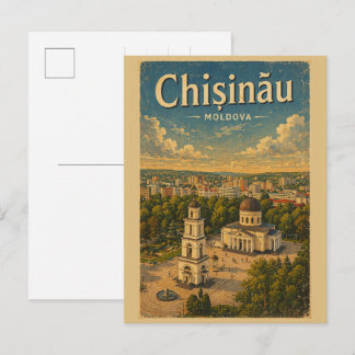 Vintage Chișinău Moldawien Reiseandenken & Geschen Postkarte