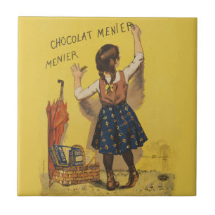 Vintage Chocolat Menier französisches Poster Bouis Fliese