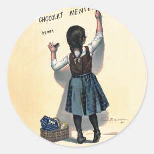 Vintage Chocolat Menier französisches Poster Bouis Runder Aufkleber