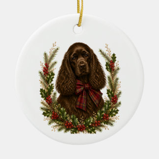 Vintage-Chocolate-Cocker-Spaniel-Weihnachten Keramik Ornament