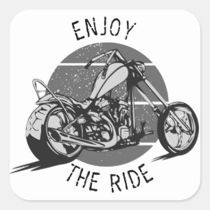 Vintage-Chopper-Motorrad Genieße die Fahrt Quadratischer Aufkleber