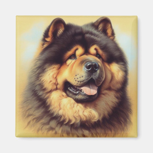 Vintage-Chow-Chow-Gemälde Magnet (Vorne)