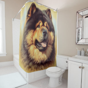 Vintage Chow-Chow-Malerei Duschvorhang