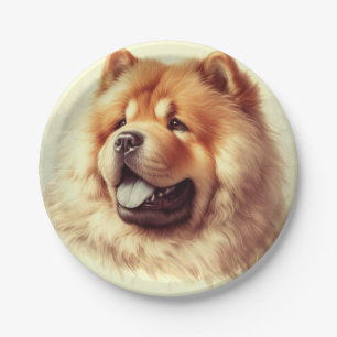 Vintage Chow-Chow-Malerei Pappteller