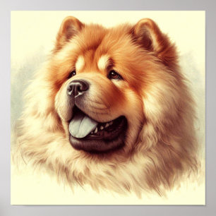 Vintage Chow-Chow-Malerei Poster
