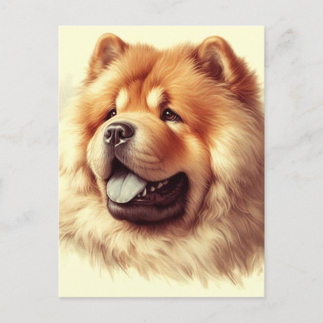 Vintage Chow-Chow-Malerei Postkarte (Vorderseite)