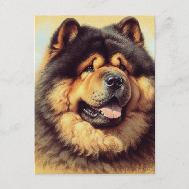 Vintage Chow-Chow-Malerei Postkarte (Vorderseite)