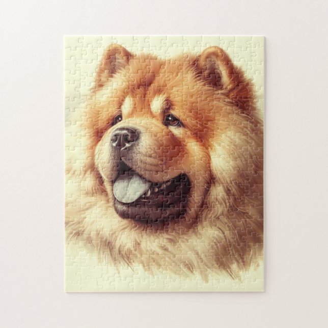 Vintage Chow-Chow-Malerei Puzzle (Vertikal)