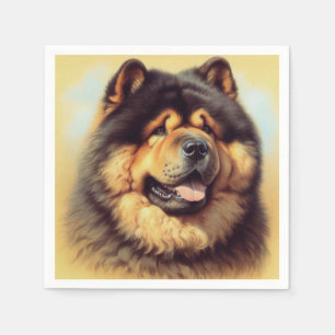 Vintage Chow-Chow-Malerei Serviette