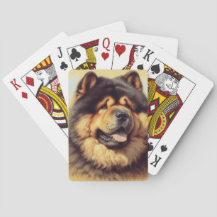 Vintage Chow-Chow-Malerei Spielkarten
