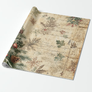 Vintage-Christbaum & Ornament (3) Geschenkpapier