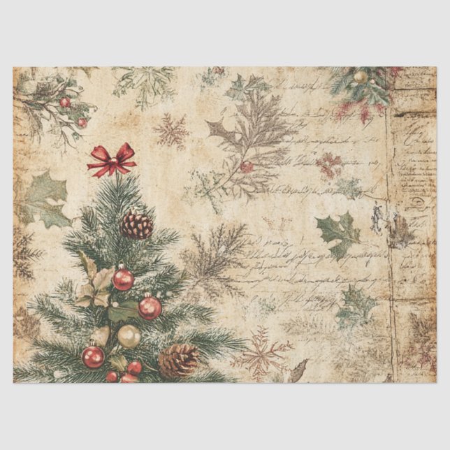 Vintage-Christbaum & Ornament (3) Seidenpapier (Vorderseite)