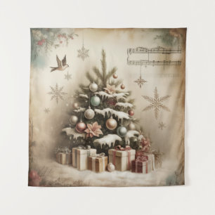 Vintage-Christbaum-Wandteppich Wandteppich
