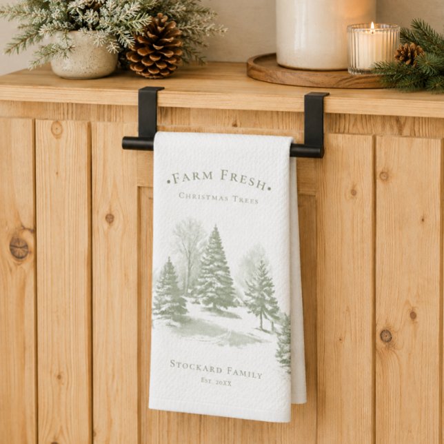 Vintage-Christbaumfarm Kiefern-Monogramm Geschirrtuch (Von Creator hochgeladen)