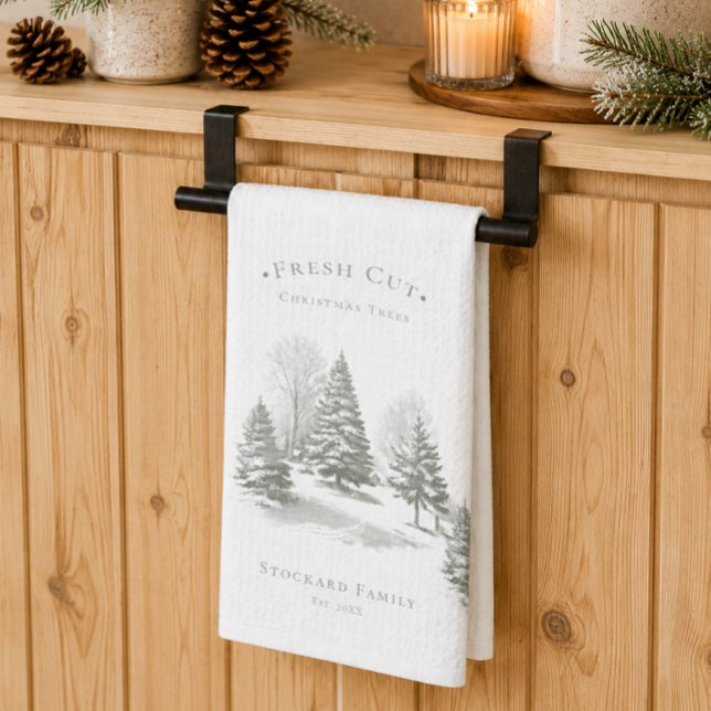 Vintage-Christbaumfarm Kiefern-Monogramm Geschirrtuch (Von Creator hochgeladen)