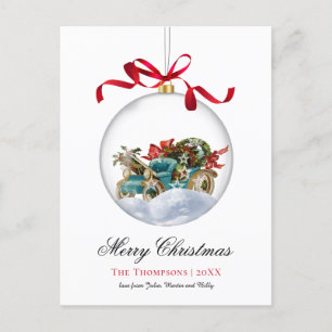 Vintage-Christbaumkugel-Auto-Weihnachten Feiertagspostkarte