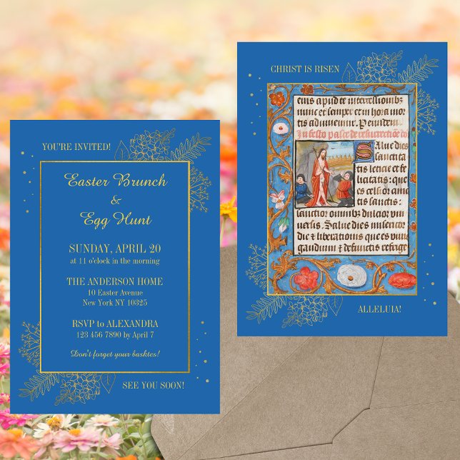 Vintage Christlich-katholische Osterfeiertag Jagd Einladung (Vintage Medieval Manuscript Religious Christian Catholic Happy Easter Brunch Egg Hunt Invitation)