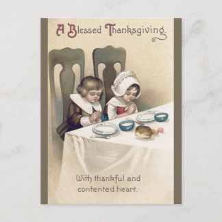 Vintage christliche Pilger-Dankfest-Gebet Postkarte