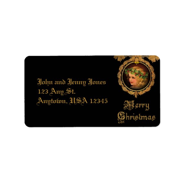 Vintage Christmas Angel Adressaufkleber (Vorne)