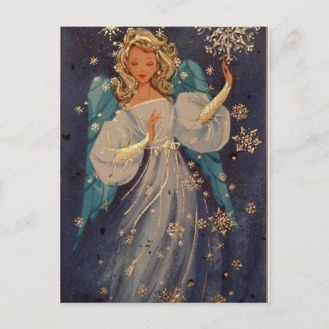 Vintage Christmas Angel Feiertagspostkarte (Vorderseite)