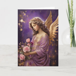 Vintage Christmas Angel Floral Custom Message Karte
