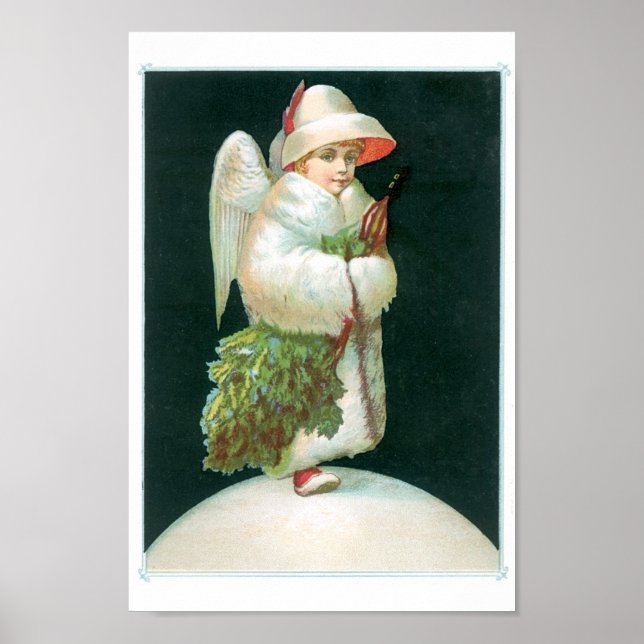 Vintage Christmas Angel Girl Poster (Vorne)