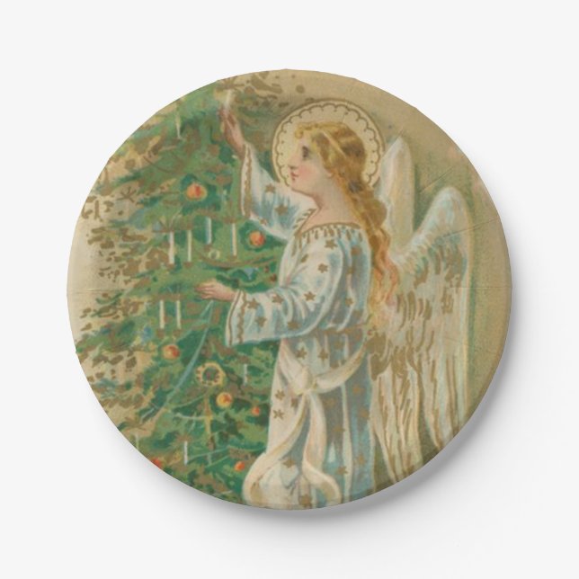 Vintage Christmas Angel Pappteller (Vorderseite)