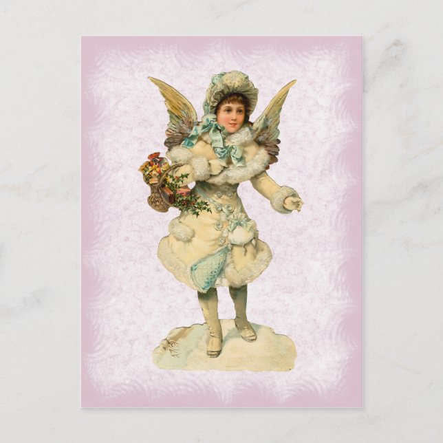 Vintage Christmas Angel Postcard Feiertagspostkarte (Vorderseite)